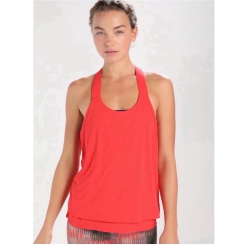 Prana Tonga tank top orange sleeveless embroidered geometric layered
